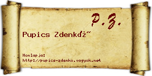 Pupics Zdenkó névjegykártya